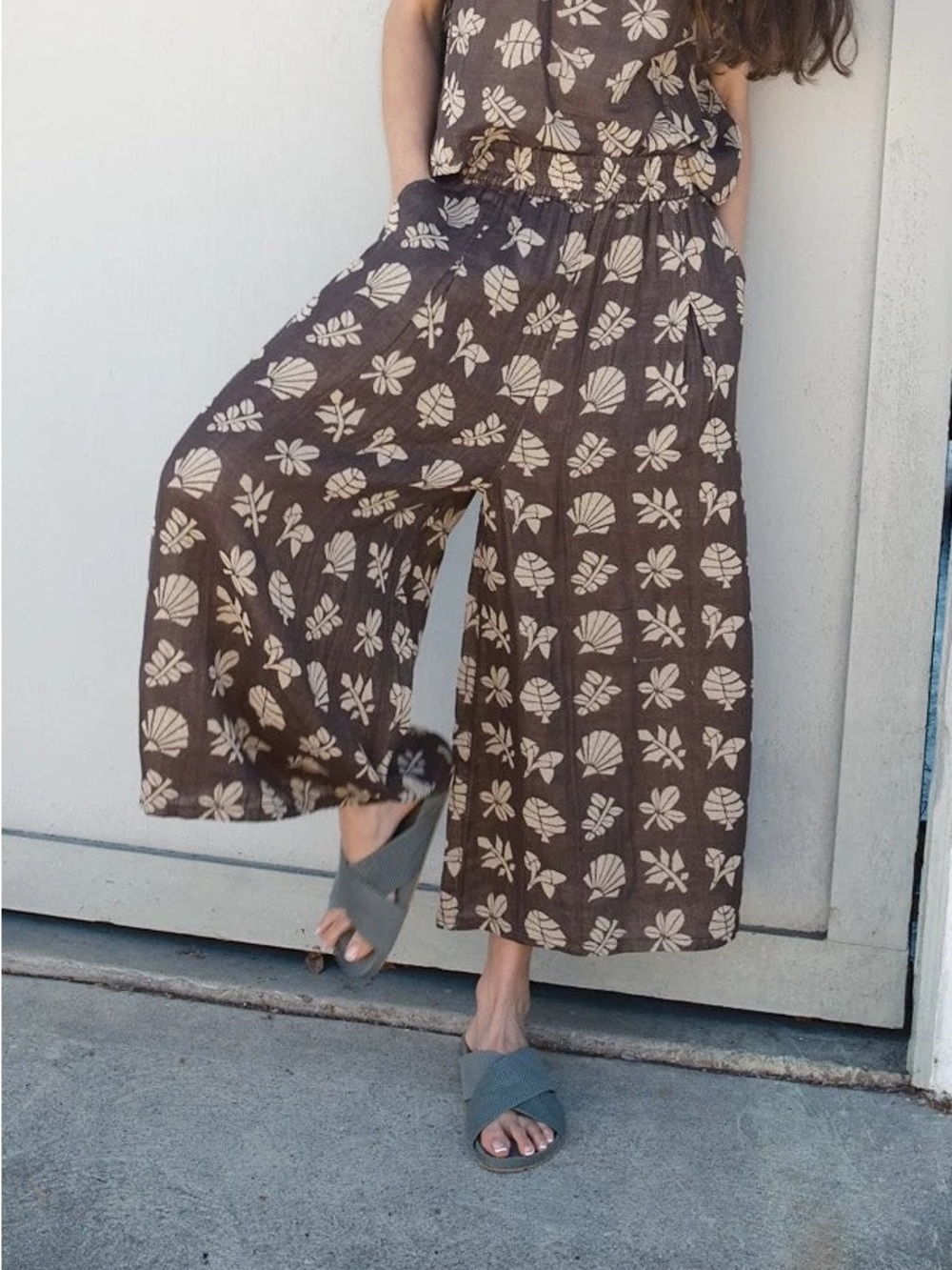 ACE & JIG JO MIDI NWT Wide-Leg Printed Pants in BOTANICAL fabric size small